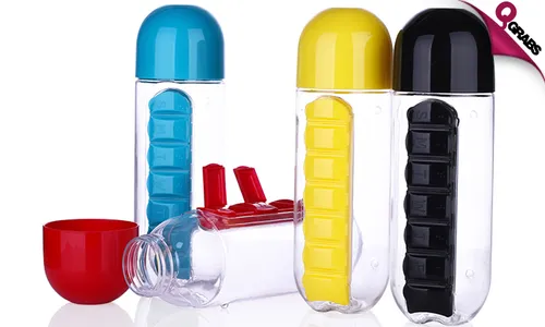 2-in-1 Water Bottle with Pill Organizer!